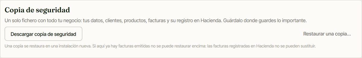 Opción de descargar y restaurar la copia de seguridad en Vindex Lite